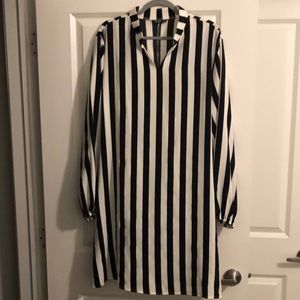 NWOT long sleeved black and white shirt dress